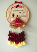 Burgundy Tassel Wedding Hoop - Multi-Tiered Fringe Design