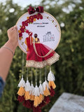Vine Decoration Wedding Hoop - Natural Orange & Burgundy Tassel Design