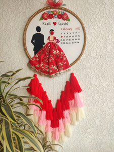 Ombre Tassel Wedding Hoop - Pink Red Gradient Design