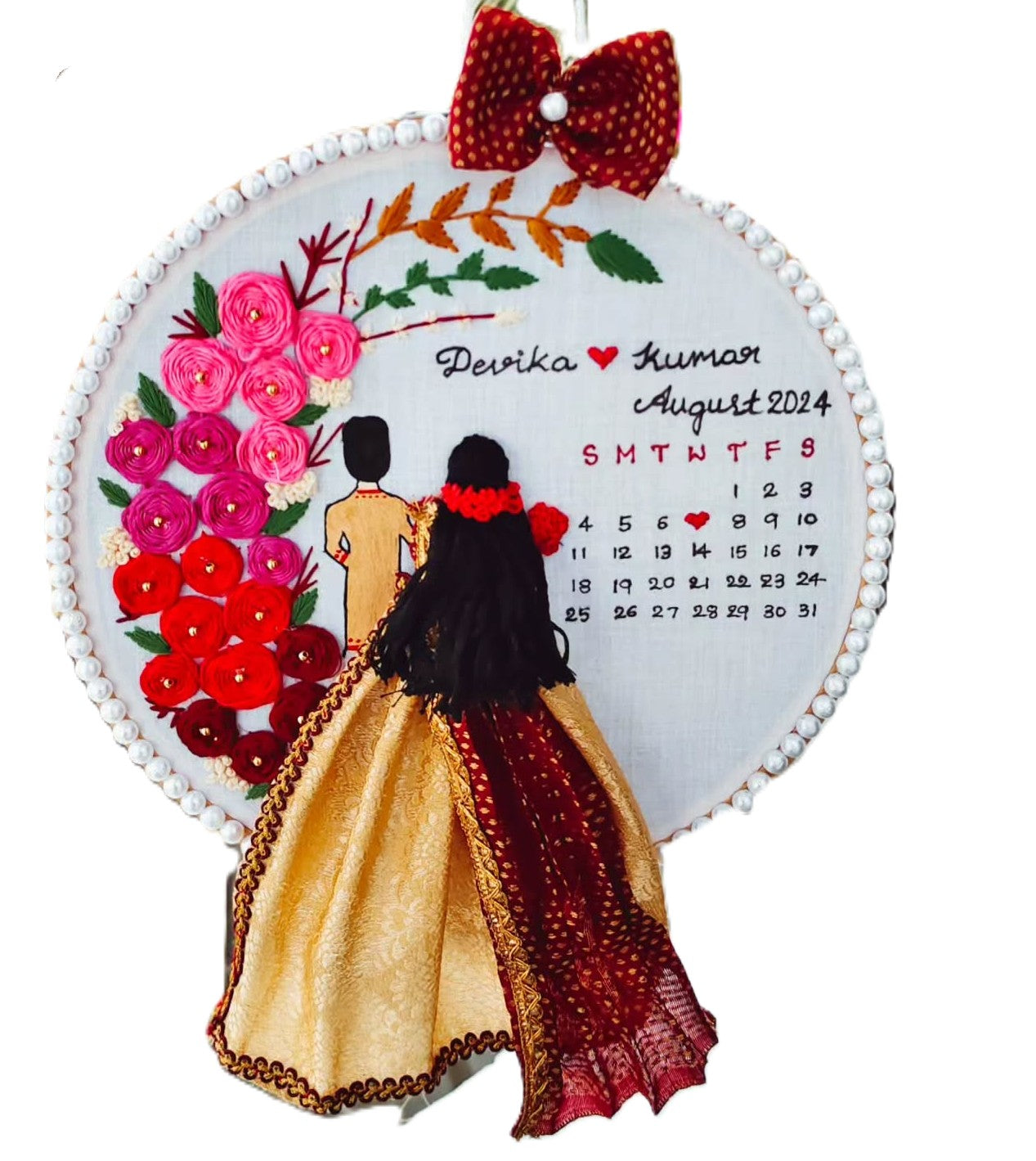 Outdoor Wedding Hoop - Garden Red & Gold Lehenga Design